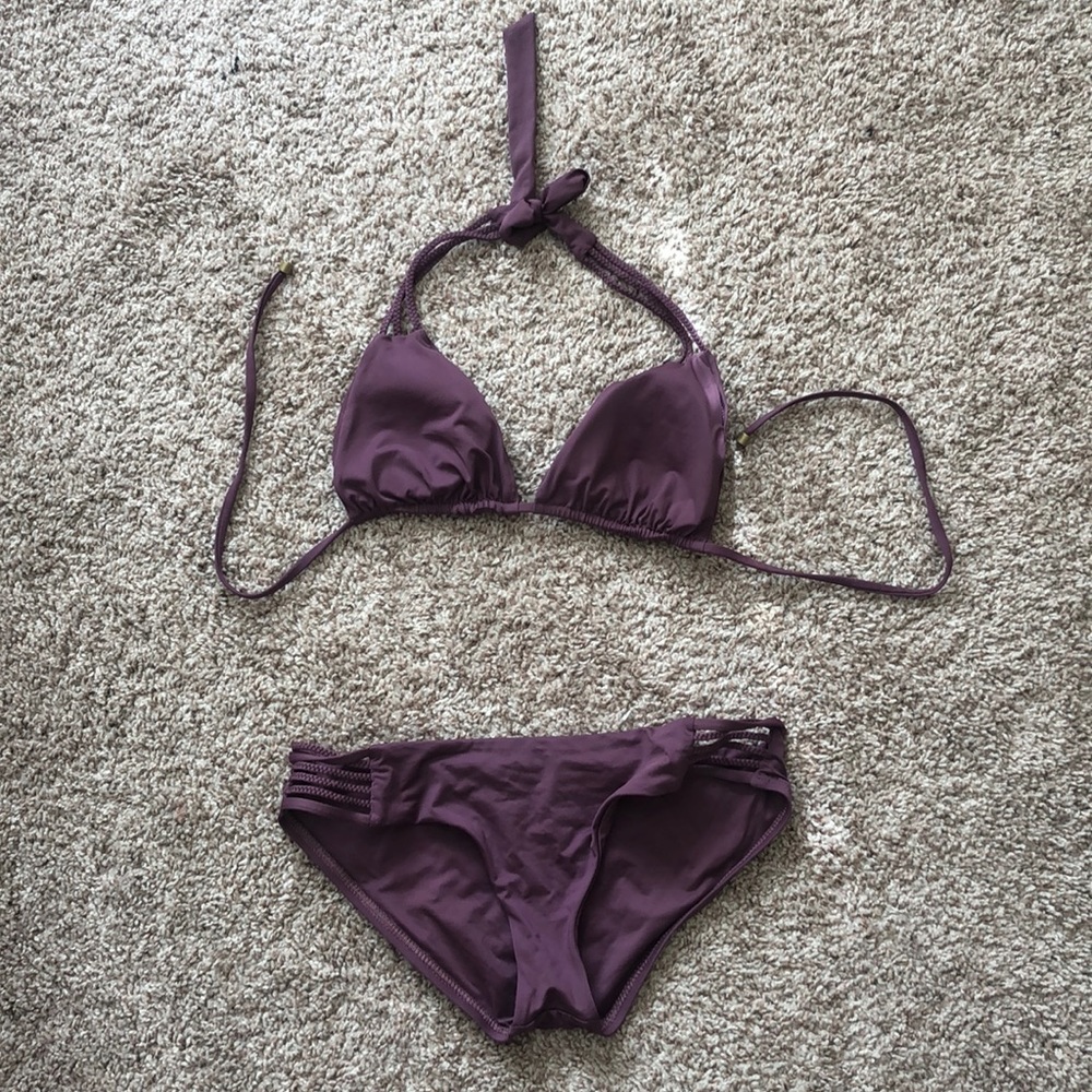 Vitamin A Jaydah Braid Triangle Bikini- Plum